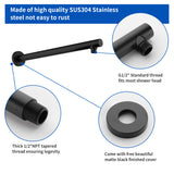 15.7-Inch In Wall Round Shower Arm 90 Degree with Flange in Matte Black | Brushed Nickel | Brushed Gold