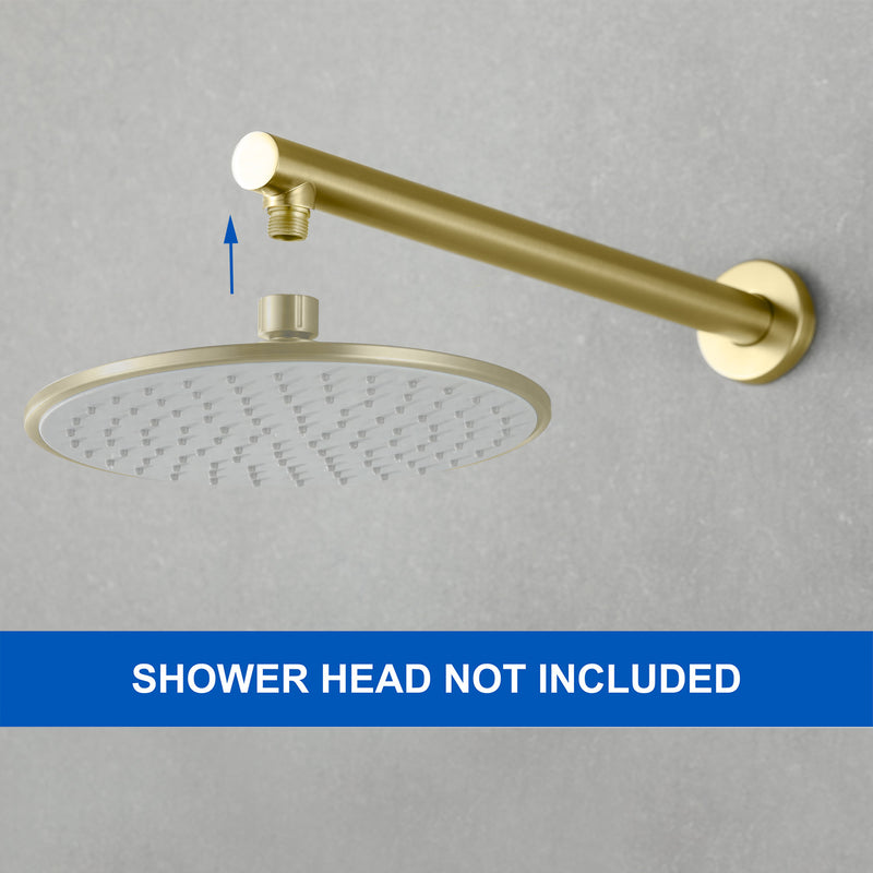 15.7-Inch In Wall Round Shower Arm 90 Degree with Flange in Matte Black | Brushed Nickel | Brushed Gold