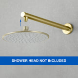 15.7-Inch In Wall Round Shower Arm 90 Degree with Flange in Matte Black | Brushed Nickel | Brushed Gold