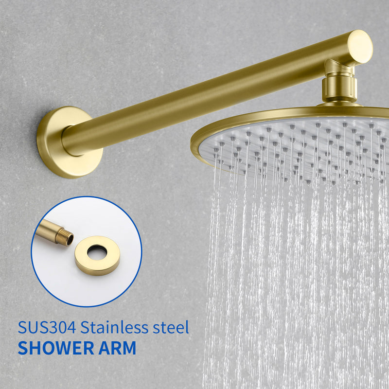 15.7-Inch In Wall Round Shower Arm 90 Degree with Flange in Matte Black | Brushed Nickel | Brushed Gold