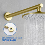 15.7-Inch In Wall Round Shower Arm 90 Degree with Flange in Matte Black | Brushed Nickel | Brushed Gold