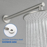 15.7-Inch In Wall Round Shower Arm 90 Degree with Flange in Matte Black | Brushed Nickel | Brushed Gold