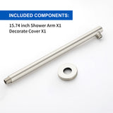 15.7-Inch In Wall Round Shower Arm 90 Degree with Flange in Matte Black | Brushed Nickel | Brushed Gold
