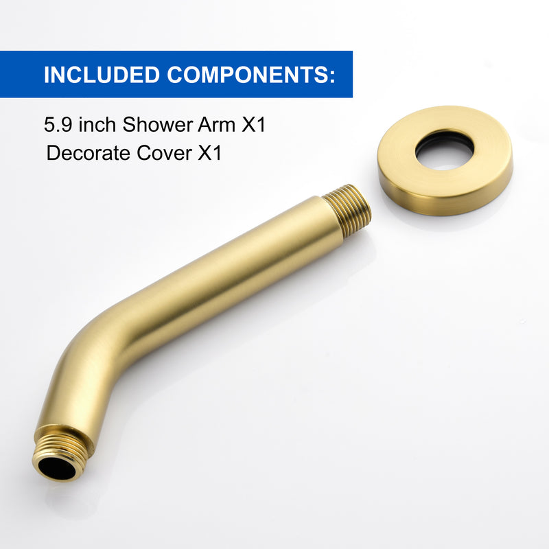 Shower Arm with Flange 6 Inches Wall Mount Replacement Angle Shower Head Arm Wall-Mounted For Fixed Shower Head & Handheld Showerhead