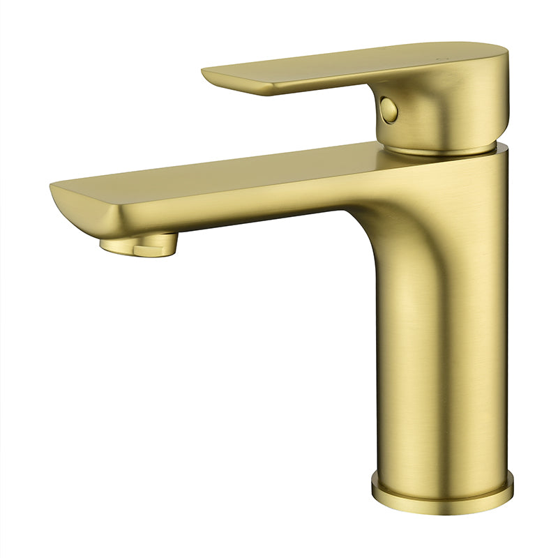 Brushed Gold Brass Bathroom Faucet, Single Handle One Hole Matte Black Lavatory Sink Faucet
