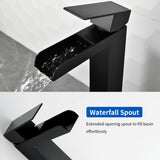 Tall Waterfall Vessel Faucet Deck Mount Single Lever Bathroom Sink Faucet with Pop Up Drain Stopper & Water Supply Lines