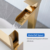 Tall Waterfall Vessel Faucet Deck Mount Single Lever Bathroom Sink Faucet with Pop Up Drain Stopper & Water Supply Lines