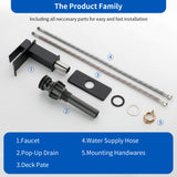 Single Hole Lavatory Faucet Tap Hot and Cold Water Mixer One-Handle Bathroom Waterfall Face Basin Faucet With Pop-Up Drainer