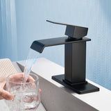 Single Hole Lavatory Faucet Tap Hot and Cold Water Mixer One-Handle Bathroom Waterfall Face Basin Faucet With Pop-Up Drainer