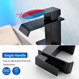 Single Hole Lavatory Faucet Tap Hot and Cold Water Mixer One-Handle Bathroom Waterfall Face Basin Faucet With Pop-Up Drainer