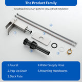 Single Hole Lavatory Faucet Tap Hot and Cold Water Mixer One-Handle Bathroom Waterfall Face Basin Faucet With Pop-Up Drainer