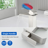 Single Hole Lavatory Faucet Tap Hot and Cold Water Mixer One-Handle Bathroom Waterfall Face Basin Faucet With Pop-Up Drainer