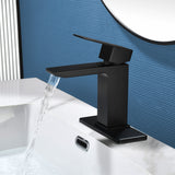 Deck Mounted Waterfall Lavatory Faucet Single Lever Single Hole Basin Mixer Tap with Pop-Up Drain