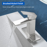 Deck Mounted Waterfall Lavatory Faucet Single Lever Single Hole Basin Mixer Tap with Pop-Up Drain