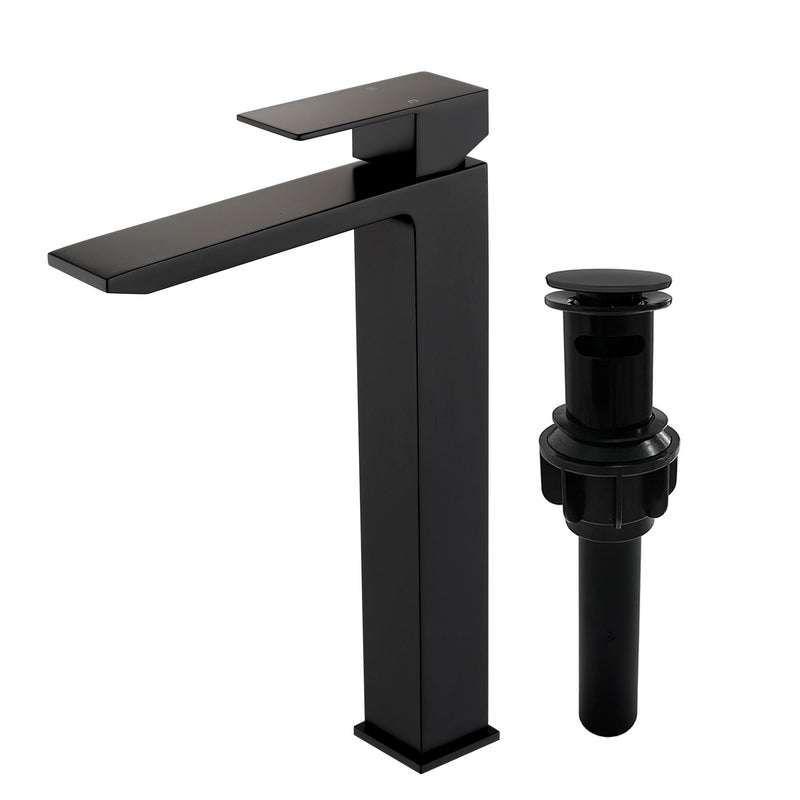 Single Handle High Basin Faucet SS304 Hot Cold Water Mixer Bathroom Vessel Sink Faucet with Pop-Up Waste