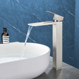 Single Handle High Basin Faucet SS304 Hot Cold Water Mixer Bathroom Vessel Sink Faucet with Pop-Up Waste