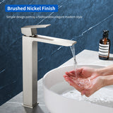 Single Handle High Basin Faucet SS304 Hot Cold Water Mixer Bathroom Vessel Sink Faucet with Pop-Up Waste