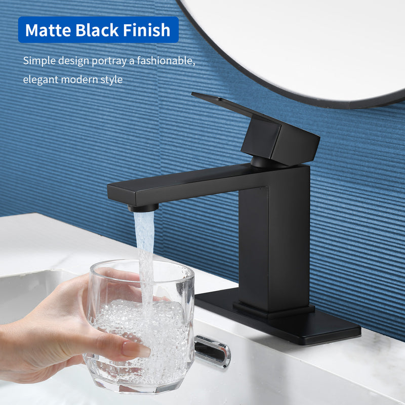 Stainless Steel Basin Faucets Square One Handle Hot and Cold Water Mixer Hotel Vanity Faucet for Bathroom