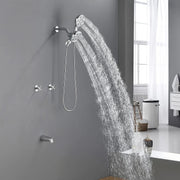 2 Cross Handle Tub & Shower Trim Set with Cold and Hot Water, 7 Modes Dual Shower Head Set with Diverter Tub Spout 2-cross-handle-tub-shower-trim-set-with-cold-and-hot-water-7-modes-dual-shower-head-set-with-diverter-tub-spout 