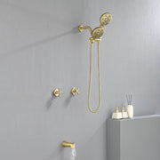 2 Cross Handle Tub & Shower Trim Set with Cold and Hot Water, 7 Modes Dual Shower Head Set with Diverter Tub Spout 2-cross-handle-tub-shower-trim-set-with-cold-and-hot-water-7-modes-dual-shower-head-set-with-diverter-tub-spout 
