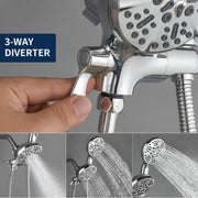 2 Cross Handle Tub & Shower Trim Set with Cold and Hot Water, 7 Modes Dual Shower Head Set with Diverter Tub Spout 2-cross-handle-tub-shower-trim-set-with-cold-and-hot-water-7-modes-dual-shower-head-set-with-diverter-tub-spout 