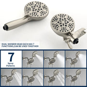 2 Cross Handle Tub & Shower Trim Set with Cold and Hot Water, 7 Modes Dual Shower Head Set with Diverter Tub Spout 2-cross-handle-tub-shower-trim-set-with-cold-and-hot-water-7-modes-dual-shower-head-set-with-diverter-tub-spout 