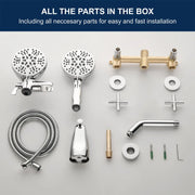 2 Cross Handle Tub & Shower Trim Set with Cold and Hot Water, 7 Modes Dual Shower Head Set with Diverter Tub Spout 2-cross-handle-tub-shower-trim-set-with-cold-and-hot-water-7-modes-dual-shower-head-set-with-diverter-tub-spout 