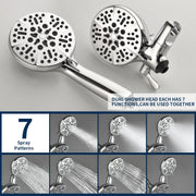 2 Cross Handle Tub & Shower Trim Set with Cold and Hot Water, 7 Modes Dual Shower Head Set with Diverter Tub Spout 2-cross-handle-tub-shower-trim-set-with-cold-and-hot-water-7-modes-dual-shower-head-set-with-diverter-tub-spout 