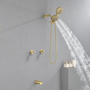 2 Cross Handle Tub & Shower Trim Set with Cold and Hot Water, 7 Modes Dual Shower Head Set with Diverter Tub Spout 2-cross-handle-tub-shower-trim-set-with-cold-and-hot-water-7-modes-dual-shower-head-set-with-diverter-tub-spout 