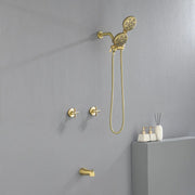 2 Cross Handle Tub & Shower Trim Set with Cold and Hot Water, 7 Modes Dual Shower Head Set with Diverter Tub Spout 2-cross-handle-tub-shower-trim-set-with-cold-and-hot-water-7-modes-dual-shower-head-set-with-diverter-tub-spout 