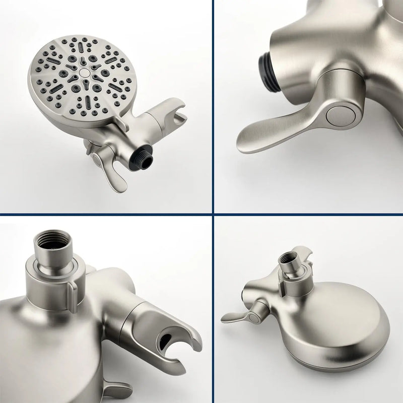 2 Cross Handle Tub & Shower Trim Set with Cold and Hot Water, 7 Modes Dual Shower Head Set with Diverter Tub Spout 2-cross-handle-tub-shower-trim-set-with-cold-and-hot-water-7-modes-dual-shower-head-set-with-diverter-tub-spout 