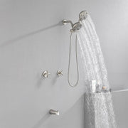 2 Cross Handle Tub & Shower Trim Set with Cold and Hot Water, 7 Modes Dual Shower Head Set with Diverter Tub Spout 2-cross-handle-tub-shower-trim-set-with-cold-and-hot-water-7-modes-dual-shower-head-set-with-diverter-tub-spout 