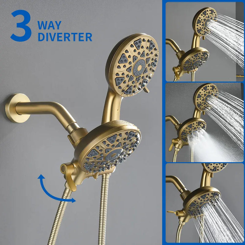 2 Handles Tub and Shower Faucet Set 6-Function High Pressure Dual Shower System with Tub Spout 2-handle-6-function-tub-shower-faucet 