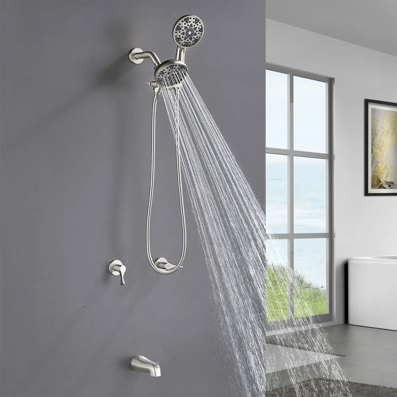 2 Handles Tub and Shower Faucet Set 6-Function High Pressure Dual Shower System with Tub Spout 2-handle-6-function-tub-shower-faucet 
