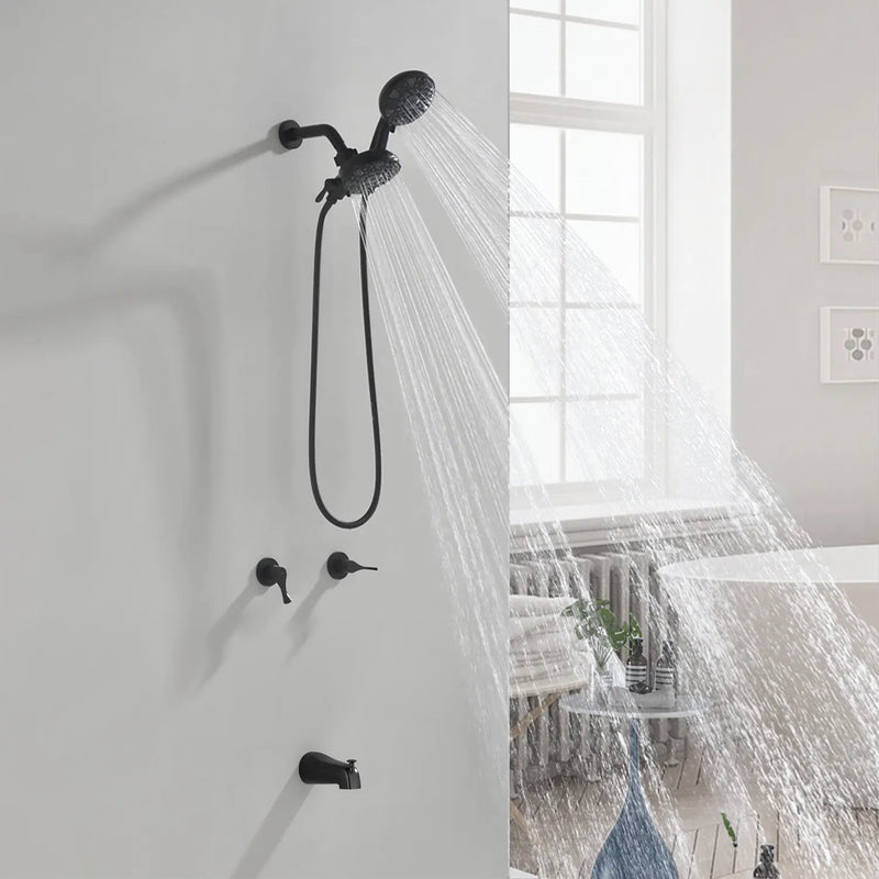 2 Handles Tub and Shower Faucet Set 6-Function High Pressure Dual Shower System with Tub Spout 2-handle-6-function-tub-shower-faucet 