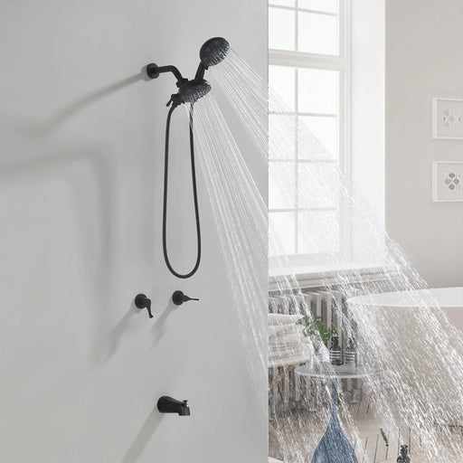 2 Handles Tub and Shower Faucet Set 6-Function High Pressure Dual Shower System with Tub Spout 2-handle-6-function-tub-shower-faucet 