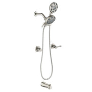 2 Handles Tub and Shower Faucet Set 6-Function High Pressure Dual Shower System with Tub Spout 2-handle-6-function-tub-shower-faucet Brushed Nickel / Brass & SUS304 & ABS / 17.3*10.1*5.4 inches