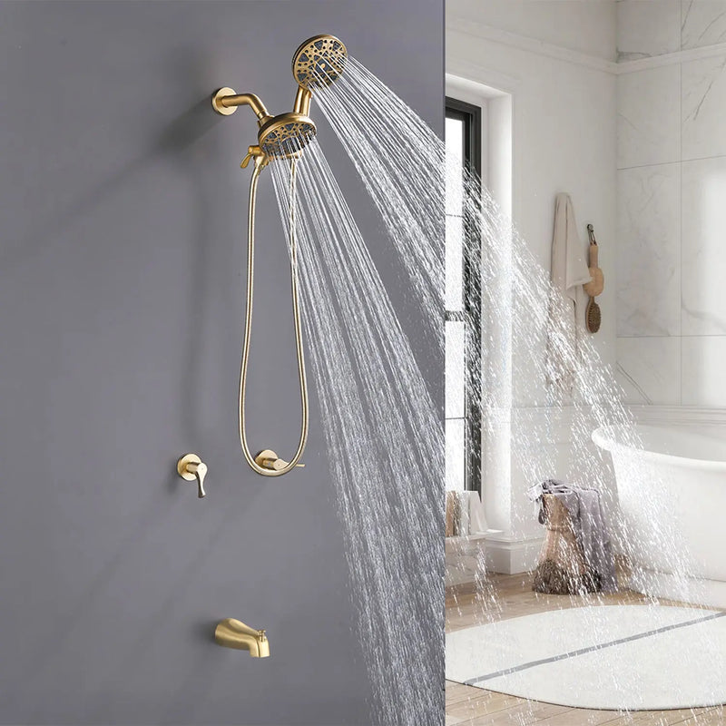 2 Handles Tub and Shower Faucet Set 6-Function High Pressure Dual Shower System with Tub Spout 2-handle-6-function-tub-shower-faucet 