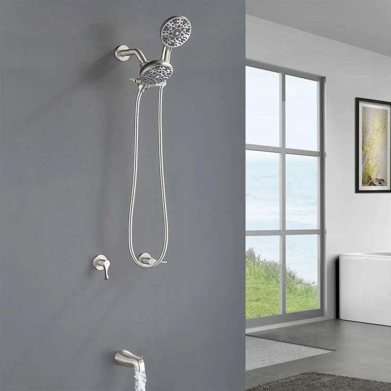 2 Handles Tub and Shower Faucet Set 6-Function High Pressure Dual Shower System with Tub Spout 2-handle-6-function-tub-shower-faucet 