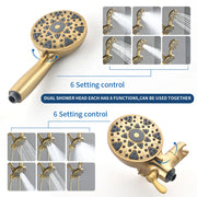 2 Handles Tub and Shower Faucet Set 6-Function High Pressure Dual Shower System with Tub Spout 2-handle-6-function-tub-shower-faucet 