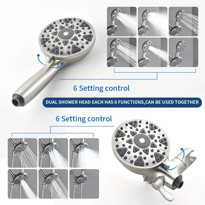 2 Handles Tub and Shower Faucet Set 6-Function High Pressure Dual Shower System with Tub Spout 2-handle-6-function-tub-shower-faucet 