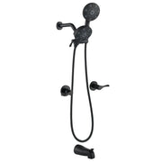 2 Handles Tub and Shower Faucet Set 6-Function High Pressure Dual Shower System with Tub Spout 2-handle-6-function-tub-shower-faucet Matte Black / Brass & SUS304 & ABS / 17.3*10.1*5.4 inches