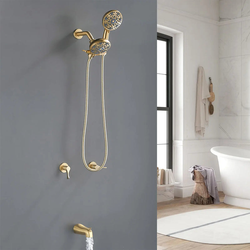 2 Handles Tub and Shower Faucet Set 6-Function High Pressure Dual Shower System with Tub Spout 2-handle-6-function-tub-shower-faucet 