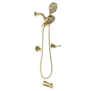 2 Handles Tub and Shower Faucet Set 6-Function High Pressure Dual Shower System with Tub Spout 2-handle-6-function-tub-shower-faucet Brushed Gold / Brass & SUS304 & ABS / 17.3*10.1*5.4 inches