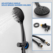 2 Way Shower System with 12 inch Round Overhead Shower and 5-Setting Handheld Shower Head luxury-shower-faucet-set-shower-system-with-high-pressure-12-rain-shower-head-and-5-setting-handheld-shower-headround-in-valve-and-trim-included-wall-mounted-black-88040b-12 