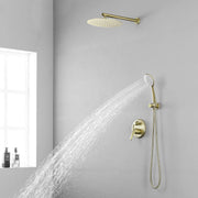 2 Way Shower System with 12 inch Round Overhead Shower and 5-Setting Handheld Shower Head luxury-shower-faucet-set-shower-system-with-high-pressure-12-rain-shower-head-and-5-setting-handheld-shower-headround-in-valve-and-trim-included-wall-mounted-black-88040b-12 