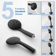 2 Way Shower System with 12 inch Round Overhead Shower and 5-Setting Handheld Shower Head luxury-shower-faucet-set-shower-system-with-high-pressure-12-rain-shower-head-and-5-setting-handheld-shower-headround-in-valve-and-trim-included-wall-mounted-black-88040b-12 