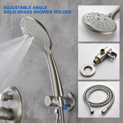 2 Way Shower System with 12 inch Round Overhead Shower and 5-Setting Handheld Shower Head luxury-shower-faucet-set-shower-system-with-high-pressure-12-rain-shower-head-and-5-setting-handheld-shower-headround-in-valve-and-trim-included-wall-mounted-black-88040b-12 