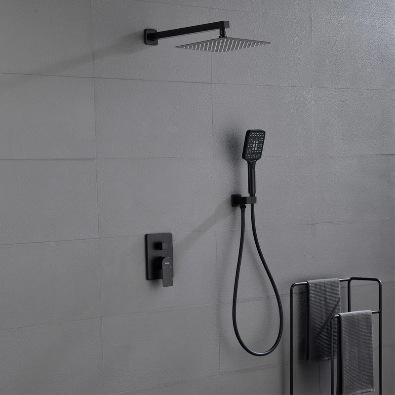 2 Way Wall-Mounted Shower Faucet Set for Bathroom with 10-inch rain shower head & 3 Modes Handheld Shower, Matte Black shamanda-10-inch-shower-system-matte-black 