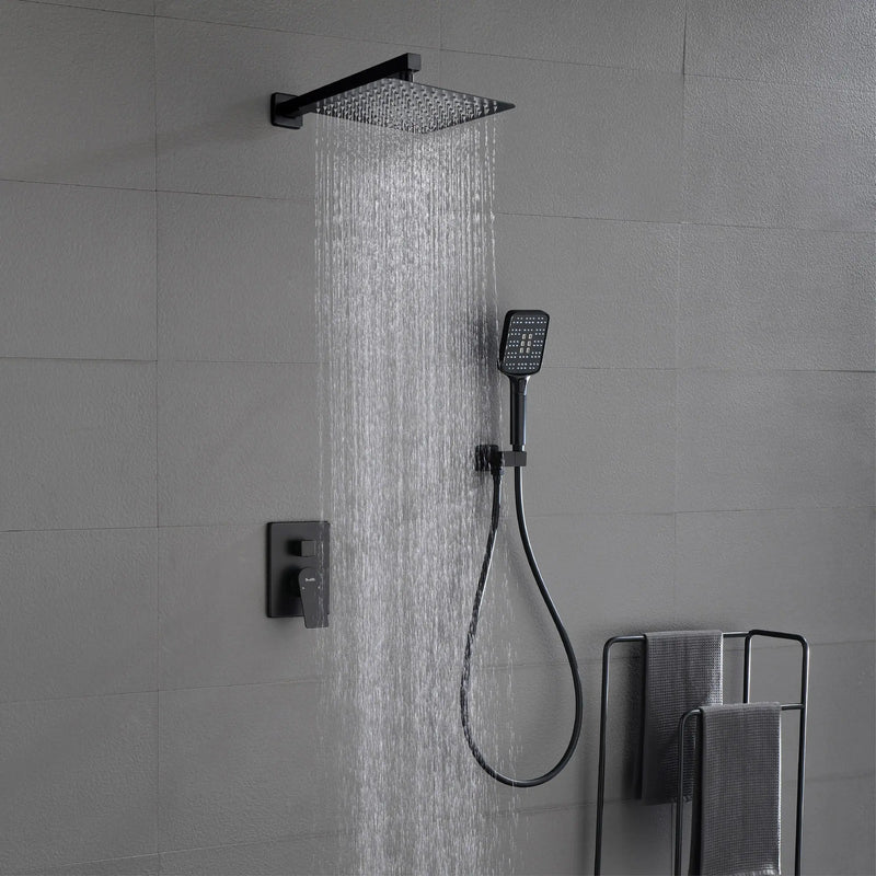 2 Way Wall-Mounted Shower Faucet Set for Bathroom with 10-inch rain shower head & 3 Modes Handheld Shower, Matte Black shamanda-10-inch-shower-system-matte-black 